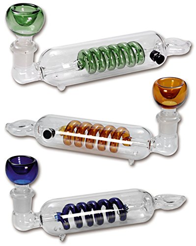 smokerSFinest Glaspfeife mit Kühlspirale 180 mm Gold #SF - 2