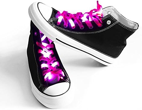 easyDecor (1 Pair) LED Shoelaces Nylon Material 10 LED Battery Lights Shoe Strings for Hip-hop, Dancing, Hiking, Cosplay, Cycling, Hiking, Skating Decorations (Pink)
