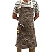 Produktbild QEES gewachstem Canvas Arbeit Shop Schürze Lätzchen mit sechs Taschen Wasserdicht Dick Heavy Duty Utility Werkzeug Schürzen für Unisex Frauen Herren wq05, grau, 9.5 x 1.5 x 8 inches