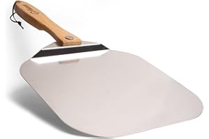 Chef Pomodoro Pelle a Pizza avec Poignée en Bois Pliable, Spatule Pizza 30 cm x 35 cm - Pelle Pizza en Aluminium de Haute Qualité - Pelle à Pizza Gourmande Pour Pizzas,Tarte Flambée, Barbecue et Pain
