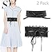 Produktbild Jurxy 2 PCS Damen Spitze Breite Gürtel Leder Bowknot Taille Band Kleid Taillengürtel - Schwarz