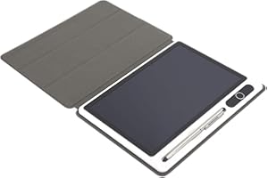 DIOCHE Tablette Ecriture, 2 Bloc-Notes Électrique Bloc-Notes Électronique LCD Dessin Pad Fournitures Professionnelles Outil De Peinture À La Main 9 Pouces (Noir avec étui en Cuir)