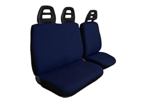 Auto Accessori Lupex - Coprisedili anteriori specifico per furgoni 3 posti universali, set copri sedili anteriori 2+1 doppio e singolo, Made In Italy (Blu Scuro, Cintura Bassa Trapuntato)