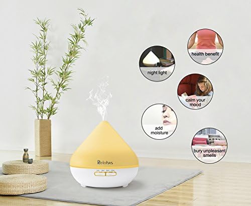 Aromatherapy Diffuser 300ML, Aroma Diffuser Essential Oils Aromatherapy Ultrasonic Humidifier Air Mist Aromatherapy Purifier with 3 Timer Setting, Waterless Auto Shut-Of, 7 LED Color Changing Mood Light