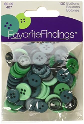 Favorite Findings Button 10-15 mm 40 g Mix, Green Assortment, 10x6x1 cm