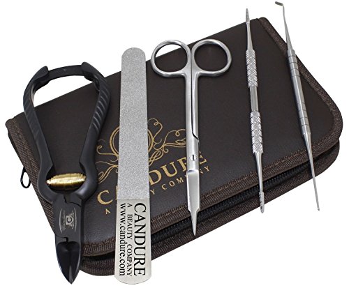 Nail Clipper, Nail Cutter, Nail file, Lifter ,Nail Scissor Stainless Steel Toenail Clippers for Thick Nails - Podiatry Instruments- Nice Leather Pouch for tools Safety