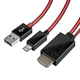 kwmobile Cavo da micro USB a HDMI-MHL 1,8m per smartphone e tablet trasmissione da TV 11 Pin MHL Port rosso per Samsung Galaxy S3, S4, S5, Tab S2 9.7 LTE