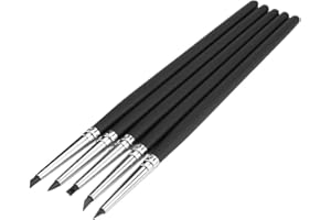 Sheens 5pcs / Set Pinceles de Punta de Silicona Cepillos de Arcilla Flexible Modelado de Modelado Limpie Las Herramientas(Cabezal Negro (0#))