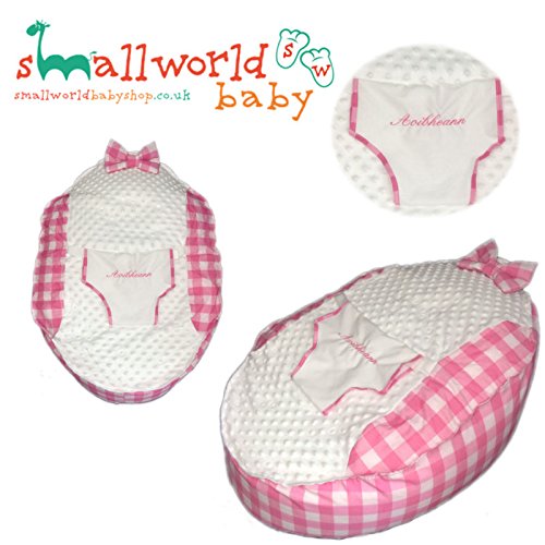 Personalised Pink Gingham Baby Bean Bag