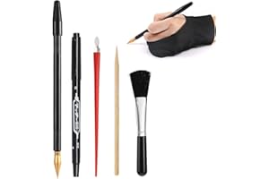NOPKESV Ensemble d'Art De Stylo à Gratter, 5 pièces, Stylet Grattoirs à Double Pointe, Stylo en à Gratter, Brosses Noir, Sac de Rangement, Art Dessin a Gratter, Stylo Dessin
