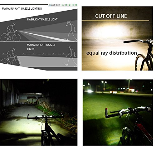 LED Fahradbeleuchtung,CAMTOA 400 Lumen Sensoren LED Fahrradlampe 5 Licht Modi, 2 USB-Kabel Wiederaufladbare wasserdicht IPX6 Fahrradlampe,Superhelle Fahrrad Frontlicht Fahrradlampensets Frontlicht LED Rücklicht für Radfahren,Bergfahrrad - 6