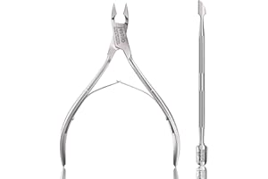 Jestilo Cuticle Remover Tool Set with Cuticle Cutter and Cuticle Pusher - Stainless Steel Professional Cuticle Nipper and Pusher Nail Care Tools for Salon and Level Mani-Pedi at Home (Silver)