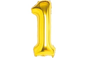 SUPER MUNDO SM Super Mundo Globos de Cumpleãnos 1 Dorado,45 CM Globo 1,Globo Numero 1 Cumpleaños,Decoracion Cumpleaños Niñas - Globos Numeros para Fiestas(Numero 1,Dorado,45 cm)