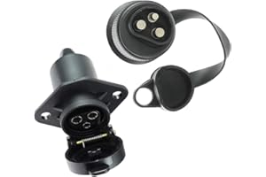 Eacalyc Enchufe de Remolque 3 Pines y Zócalo de Remolque 3 Pines 12V, Enchufe Eléctrico del Remolque Hembra 3 Polos zócalo Remolque Macho 3 Pines Impermeable para Agrícola, Camión, Tractor, Barco