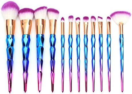 QITAO® Rainbow Makeup Brushes, 12Pcs Makeup Brushes Set Diamond Shape Beauty Cosmetic Eyeshadow Lip Powder Face Tool Professional Rainbow Brushes (12pcs Diamond)