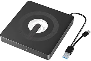 ZZOSRDR External CD DVD Drive, Type-C & USB 3.0 Portable Optical DVD Drive, CD DVD Player RW Writer Burner Reader for Laptop, Desktop, PC, Mac, IOS, Windows 11/10 / 8/7 / XP/Linux/Vista