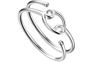 JEWMON Adjustable Zodiac Star Sign Ring for Women 925 Sterling Silver Astrology Ring 12 Constellation Ring Celestial Statement Open Ring Zodiac Jewellery Gifts for Birthday Christmas Day Gifts for Her