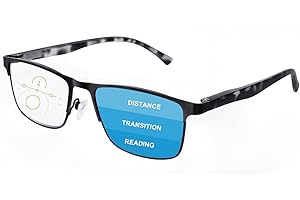 OKH Gafas de Lectura Multifocales Progressive Bloqueo de Luz Azul Para Hombres Lectores de Gafas Rectangulares Bifocales Anti Glare Multi Focus Reading Eyeglasses