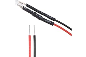 sourcing map 10Pcs DC 6V 3mm Pre Wired LED, Flashing Orange Light Round Top Clear Lens, Light Emitting Diodes with Edge