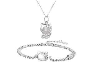 YOIMCKAY 2 Pezzi Cute Gatto Collana Pendente per Bambina,Cartoon Anime Braccialetti Gatto per Bambina,Necklace Collanine Regolabile Braccialetti e Collane per Bambina,Collane per Regalo Ragazze Compleanno