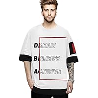 BLIVE Men's Loose Fit Printed Oversized T-Shirt | Hip Hop Casual T-Shirt