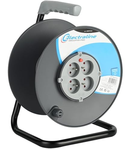 Enrouleur Câble Vide Brennenstuhl Garant SK - Acier Galvanisé, 4 Prises Italiennes + Schuko, Argent
