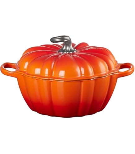 Grtheenumb Kürbis Holländischer Ofentopf 1,5l - Emaille Gusseisen Mit Deckel | Herbstliches Design