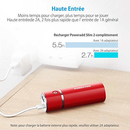 POWERADD Slim2 Chargeur Portable 5000mAh Batterie de Secours Externe pour Iphone 6s IphoneX Iphone7 Plus Apple Adapteurs Non Inclus   Samsung Galaxy e