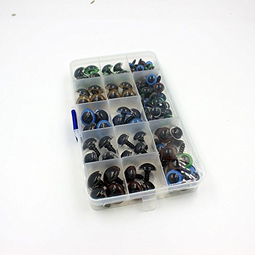 100Stk. 10~18mm 5 Sizes in Box Bunt Teddyaugen Sicherheitsaugen Kunststoffaugen Puppe Augen Neu - 5