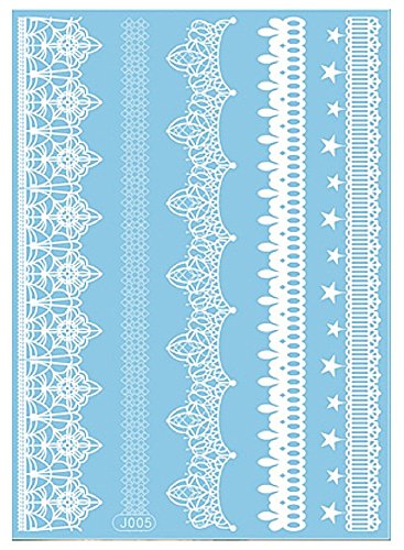 J005 - Fake Tattoo for the body - Arms - Ankles - Wrist - Leg - Thigh - Shoulder - Back - Tribal - Greek - Flowers - Floral - Ethnic - Stars - White color