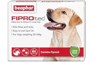Beaphar® FIPROtec® Kill Flea Ticks Spot On Drop Treatment Protection for Small Medium Large XL Dogs Puppies (6 Treatments, Dog (Large 20-40kg))