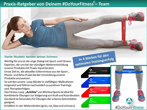 Fitnessbändern »Hector« – Gymnastikbänder / Loops für Yoga, Pilates, Reha-Sport Physio-Gymnastik – Für Männer & Frauen – Hergestellt aus natürlichem Latex – geschlossene Sportbänder mit ca. 60cm Umfang & 5cm Breite. Das idleae Übungsband / Widerstandsband / Miniband / Gymnastikband für CrossFit Pilates Fitness Muskelaufbau Yoga & Therapie – Training für den gesamten Körper (Bauch Beine Arme Hintern Po) - 7