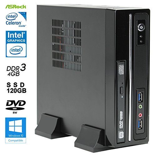 SNOGARD BasicLine lautlos PC | Intel® Celeron J3455 Quad-Core Prozessor, Intel HD 500 Grafik, 4GB DDR3 RAM, 120GB SSD + DVD±RW • Silent Home Business & Multimedia Center Desktop Computer