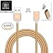 Produktbild ALTech 3Pack Micro USB Gold Starke magnetische Nylon Geflochtene Lebenszeit Garantie Ladevorgang und Datenübertragung Sync Kabel mit LED-Indikator Bewerben für Android Samsung HTC LG Sony Motorola