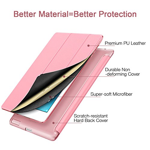 iPad 2 / 3/ 4 Hülle, ESR® Yippee Series Auto Aufwachen/Schlaf Funktion Wickelfalz PU Ledertasche mit Durchschaubar Rückseite Schutzhülle für iPad 2 3 4 (Rosa) - 3