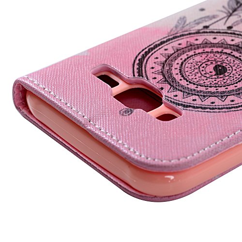 Hülle für Samsung Badalink J5 2015 UltraSlim Schutzhülle Leder PU Handyhülle Muster Rosa Lila Handytasche Wallet Case Ständer Handyhuelle Cover +Eingabestift+Staubstecker - 6