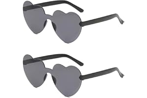 BASTOUR Hippie Brille, Herz Sonnenbrille, Hippie Kostüm Sonnenbrillen, Brille Retro Partybrille für Kinder und Erwachsene, Strand, Sommer Feste, Fasching, Party, Hippie Kostüm Zubehör, 2 Stück (Schwarz)