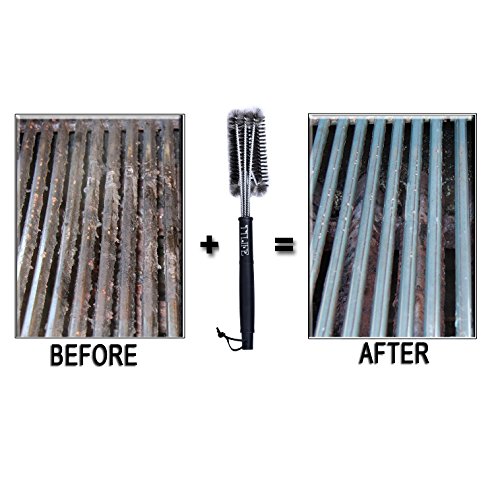 TTLIFE BBQ Grill Grill Reinigungsbürsten Waschreinigungsbürste Edelstahl /17,5 inch 3-Sided Lange mit Aufhängeöse - 5