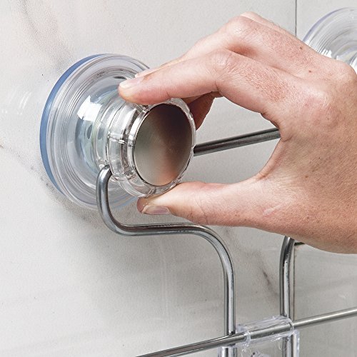 InterDesign 27075EU Turn-N-Lock 3-stufiger Dusch-Caddy Organizer mit Saugnapf für Shampoo/Conditioner/Seife, silber - 3