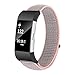 Produktbild Big-Mountain Für Fitbit Charge 2 Sport Smartband, Leichte Woven Nylon Uhrenarmband Ersatz Armband, mit Schnalle Stecker, Feine Gewebte Verstellbarer Trompete Gurt (Rosa)