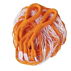 CRM TRADERS Nylon Rope Swing Hammock Hanging Mesh Relaxing Bed for Garden Outdoor Jhula (Orange&White)