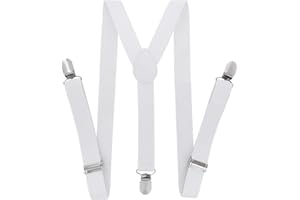 axy Kinder Jungen Hosenträger-Y Form breit 2,5 cm mit 3 Starken Clips, kombinierbar mit Fliege - Uni Farben HTK25-1