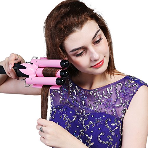 Lockenstab Wellenstyler 3 Zylinder Haar Lockenstäbe Curler Lockendreher Curl mit LCD-Display Black - 2