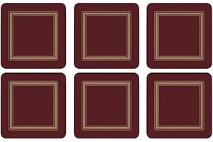 PORTMEIRION Pimpernel Classic Burgundy Coasters, Set of 6
