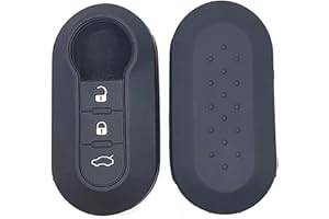 SILUOHAKE Cover Chiave Fiat in silicone Guscio per chiavi auto Cover chiavi auto per Fiat Panda Punto 500 Bravo Grande Doublò Custodia Coprichiave (Black)