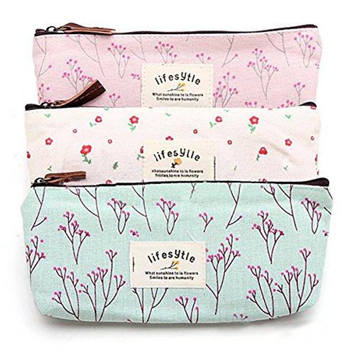Blume Bleistift Federtasche Federmäppchen Kosmetik Make-up Tool Bag Aufbewahrungstasche Geldbeutel Beutel (Blau) - 4