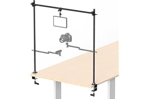 PICTRON VIJIM LS15 Support de Table Multifonction, Appareil Photo Professionnel en Métal pour Prise de Vue de Dessus, DSLR Smartphone Lumières Support de Bureau Plate-Forme Lourde pour Vidéo Photo Streaming