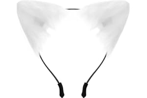 IHLOOTD Cerchietto Orecchie Gatto Halloween Orecchie Gatto Peluche Orecchie Volpe Accessori Capelli per Donna Bambina, Halloween, Cosplay, Mascherata (Bianco)