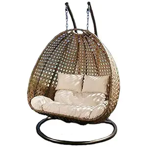 Hindoro Outdoor Furniture Double Seater Hanging Swing (Cream)