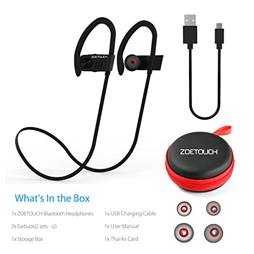 Auriculares inal  mbricos ZOETOUCH Running Auriculares deportivos Auriculares Bluetooth en el o  do con micr  fono Auriculares Bluetooth  llamadas manos libres para iPhone  Samsung  Sony  HUAWEI - Negro